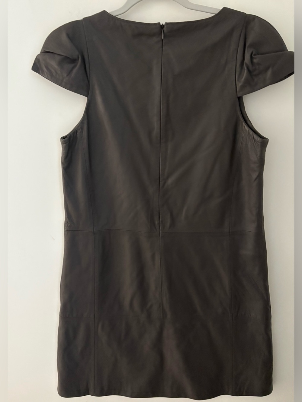 Sita Murt lamb skin genuine leather, gray-green color short sleeves Size Large - Picture 2 of 6